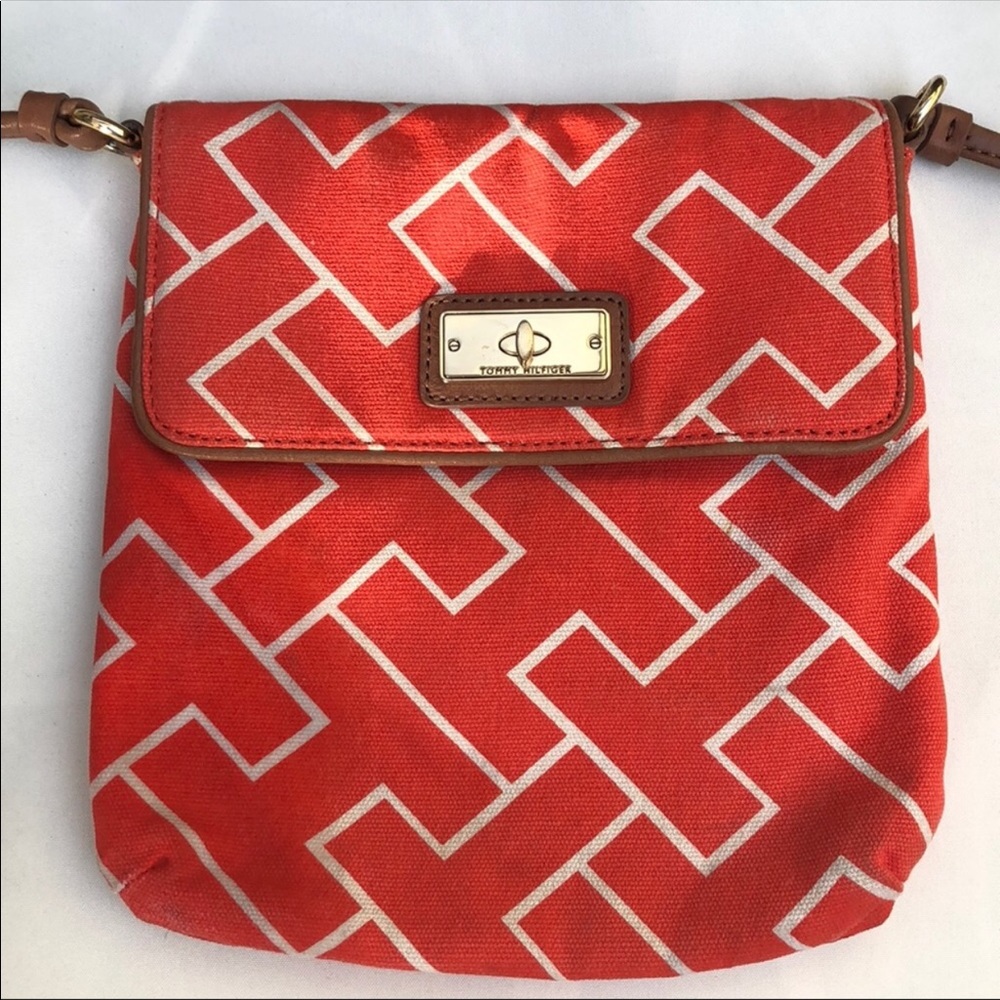 Tommy Hilfiger canvas crossbody orange purse
